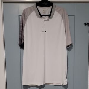 Oakley White and Gray Men's Polo Shirt